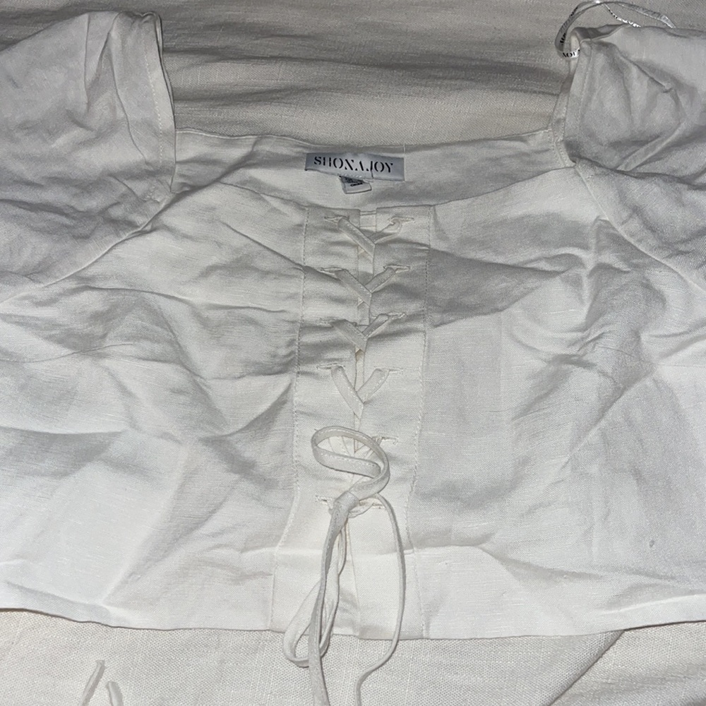 Shona Joy // Blanca Linen Lace Up Boxy Top NWOT🌛 - Picture 10 of 14